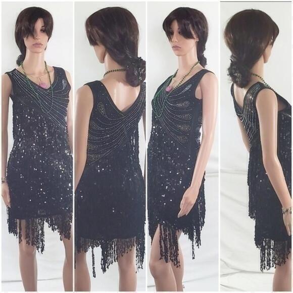 Forgrace Sequenced Flapper Dress Fringed Cosplay Halloween Gatsby 20's Prom M - Picture 1 of 6